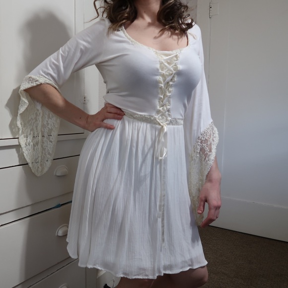 Disney Maleficient Aurora Tie Up Bell Sleeve Dress - Picture 1 of 8